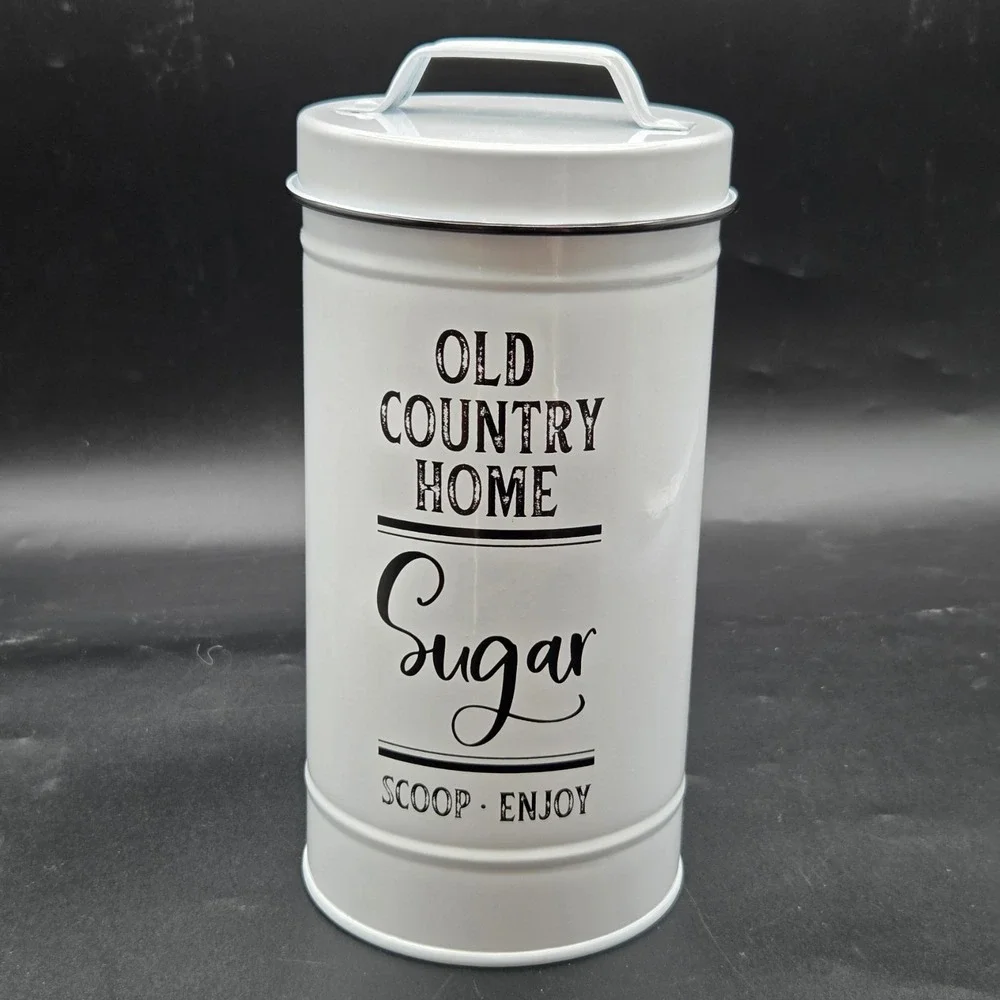 Canisters Sets for the Kitchen, White Metal Airtight Kitchen Canisters
